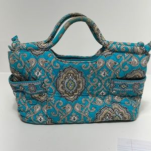 Vera Bradley totally turquoise gabby satchel hand bag retired pattern